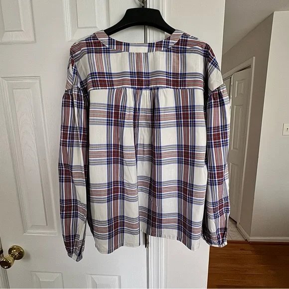 Every Moment Women's L Plaid Popover Blouse Tunic Relaxed Fit Boho Shirt Top - Picture 2 of 12